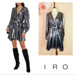 New! Rare IRO Matcha Metallic Wrap Up Dress